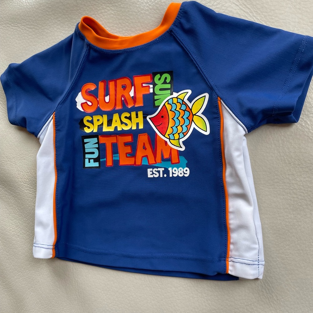 $4 💥Baby Boy 🐟 Fish Rash Guard, Water Shirt, Swim Suit, Short Sleeves